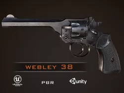 Webley 38 ww2  Revolver PBR Low-poly 3D model
