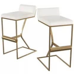 White Genuine Leather Bar Stool  3D model
