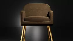 Wide Armchair reversed leather Low-poly 3D model