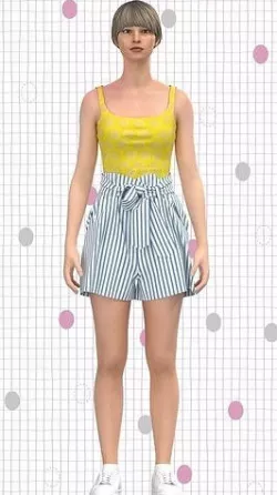 Women Paperbag Waist Trim Belted Shorts  and tops Low-poly 3D model