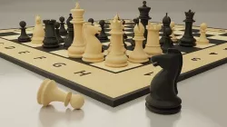 Wooden Chessboard Full Set 3D model