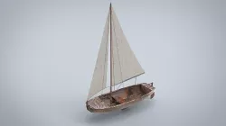 Wooden Sail boat Low-poly 3D model
