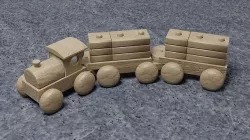Wooden Toy Train Low-poly 3D model