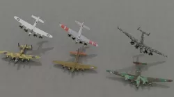 WW2 heavy bombers lowpoly set C 3 x 3 Low-poly 3D model