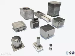 Aluminium Rooftop Elements PACK Low-poly 3D model
