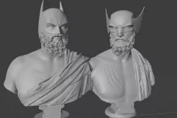 Batman & Wolverine Greek Statue