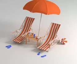 Beach Chairs and items 3D model