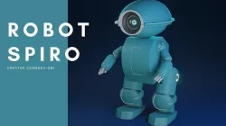 Blue mechanical robot Spiro Low-poly 3D model