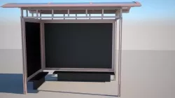 Bus stop shelter Low-poly 3D model