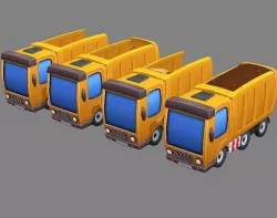 Cartoon truck - Engineering truck Low-poly 3D model