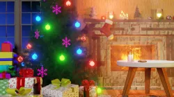 Chrisman Living Room with tree and fire place  3D model