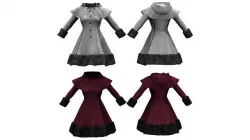 Closed Front Winter Coat With Cape Low-poly 3D model