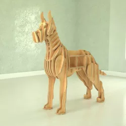 CNC vector plans for plywood Great Dane dog figure 3D model