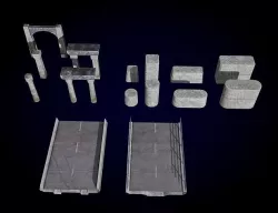 Concrete Bridge Parts Kit Low-poly 3D model