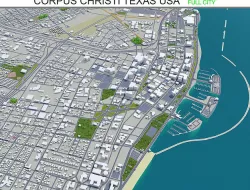 Corpus Christi Texas USA 80km Low-poly 3D model
