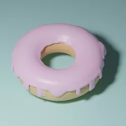 Creamy pink doughnut 3D model