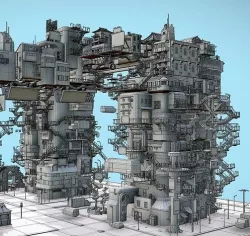 Cyberpunk city ultimate Pack SCIFI Low-poly 3D model