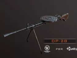 DP-28 Light Machine Gun PBR Low-poly 3D model
