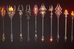 Fantasy Staffs Pack01 Low-poly 3D model