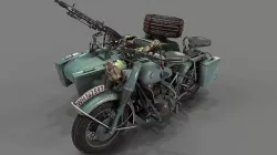 German motorcycle with sidecar WW2 Shwarz Grau 3d model Low-poly 3D model