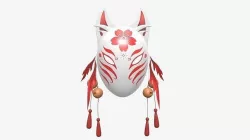Kitsune fox-demon mask 3D model
