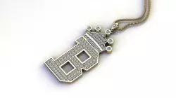 Letter B Pendant with crown cad design 3D model