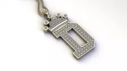 Letter D Pendant with crown cad design 3D model