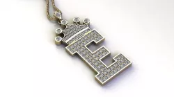 Letter E Pendant with crown cad design 3D model