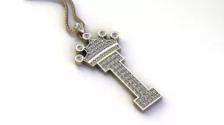 Letter I Pendant with crown cad design 3D model