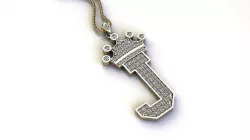 Letter J Pendant with crown cad design 3D model