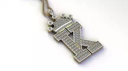 Letter K Pendant with crown cad design 3D model