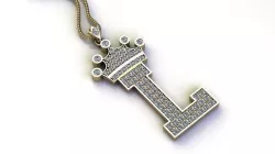 Letter L Pendant with crown cad design 3D model