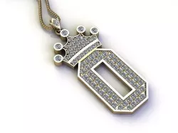 Letter O Pendant with crown cad design 3D model
