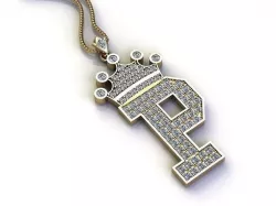 Letter P Pendant with crown cad design 3D model