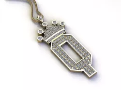 Letter Q Pendant with crown cad design 3D model