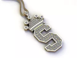 Letter S Pendant with crown cad design 3D model