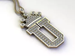 Letter U Pendant with crown cad design 3D model