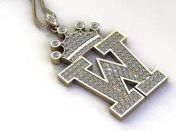Letter W Pendant with crown cad design 3D model