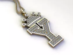 Letter Y Pendant with crown cad design 3D model