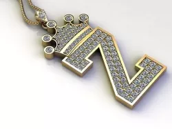 Letter Z Pendant with crown cad design 3D model