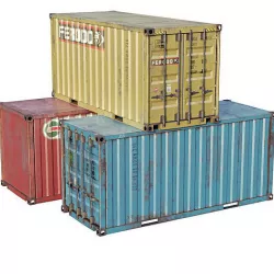 Low poly shipping container 3 colors Low-poly 3D model