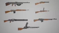 Low poly ww1 guns gameready Low-poly 3D model