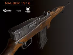 Mauser 1916 WW2 German Rifle PBR Low-poly 3D model