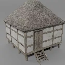 Medieval barn Low-poly 3D model