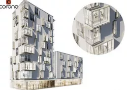 Modern residential building 02 3D model