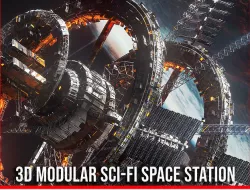 Modular Sci Fi Space Station Ship Vehicle Futuristic 3D model
