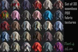 Pack-4 of 30 Seamless fabric PBR  Texture