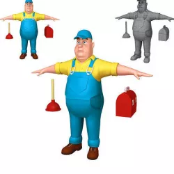 Plumber Worker Cartoon 3D model