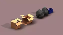 Post Apocalyptic Cardboard Box and Garbage Low-poly 3D model