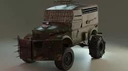Post-apocalyptic soviet truck Low-poly 3D model